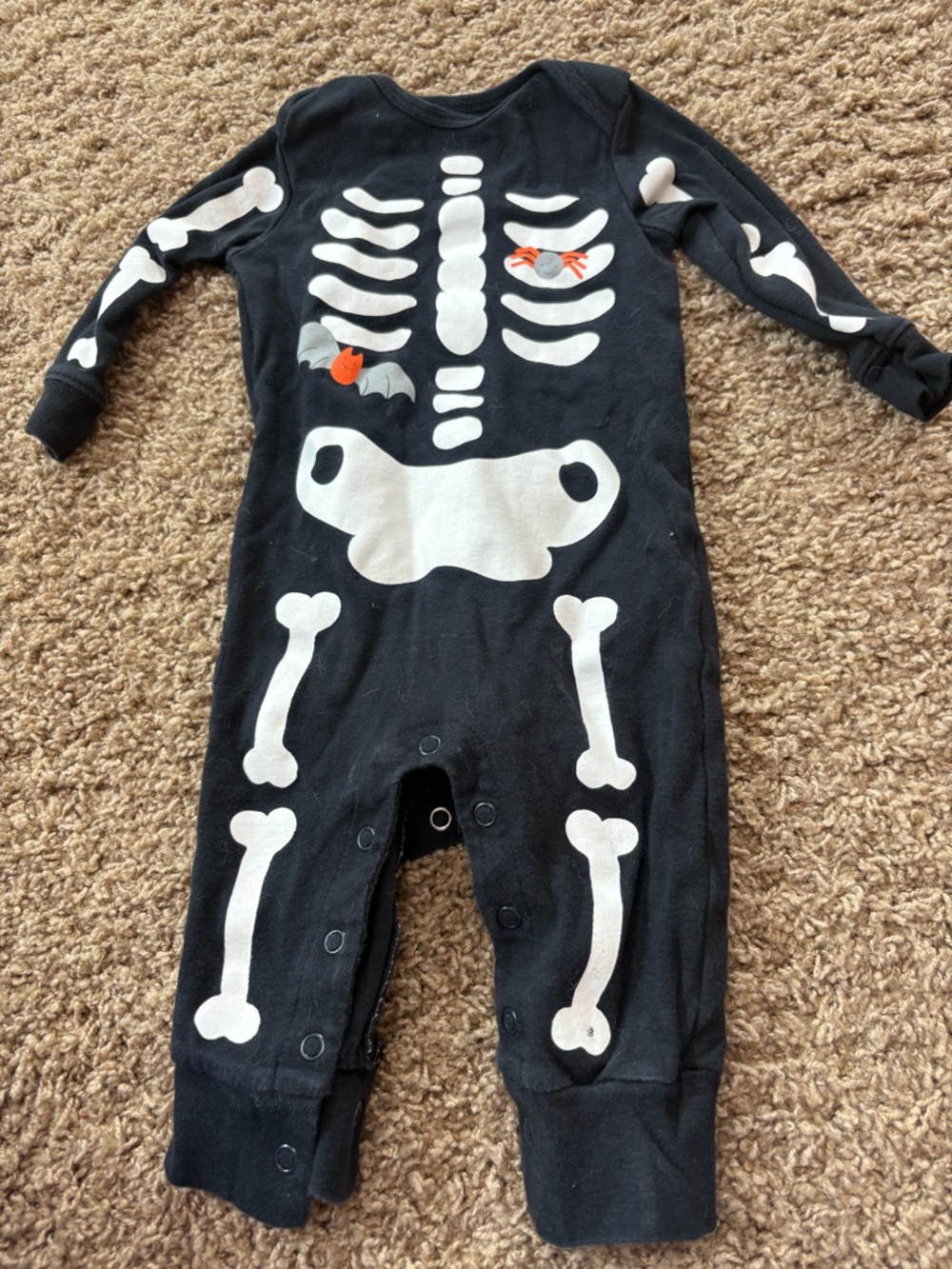 Carter's Black Skeleton Footie One-Piece with White Bone Print